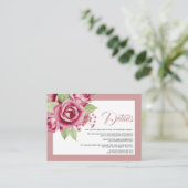 Stoffig blauw roos bloemen QR code bruiloft detail Informatiekaartje (Staand voorkant)