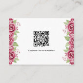 Stoffig blauw roos bloemen QR code bruiloft detail Informatiekaartje (Achterkant)