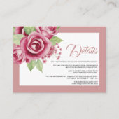 Stoffig blauw roos bloemen QR code bruiloft detail Informatiekaartje (Voorkant)