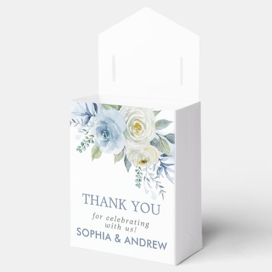 Stoffig Blauw Roos Bloemenbruiloft Bedankdoosjes (Geopend)