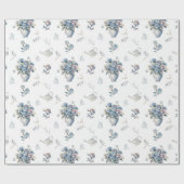  stoffig blauw Roos Cadeaupapier (Vlak)