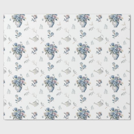  stoffig blauw Roos Cadeaupapier (Vlak)