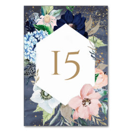 Stoffig Blauw Roos Gouden Waterverf Bloemen Kaart