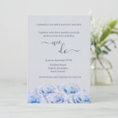 Stoffig blauw Roos grijs Floral Elegant We Do Wedd Kaart (Staand voorkant)