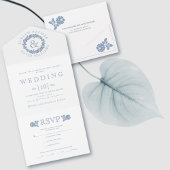  stoffig blauw roos op witte bruiloft al all in one uitnodiging