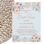 Stoffig Blauw Roze Bloemen Boho Chic Vrijgezellenf Kaart