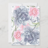 Stoffig Blauw Roze Bloemen Waterverf Baby shower Kaart (Achterkant)