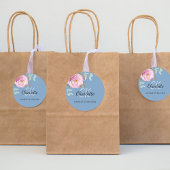 Stoffig blauw roze bloemeneucalyptus dank u ronde sticker