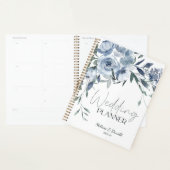 Stoffig Blauw Rozen Bloemen Bruiloft Planner (Display)
