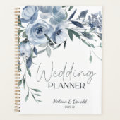 Stoffig Blauw Rozen Bloemen Bruiloft Planner (Voorkant)