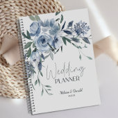 Stoffig Blauw Rozen Bloemen Bruiloft Planner