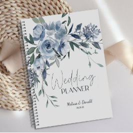 Stoffig Blauw Rozen Bloemen Bruiloft Planner