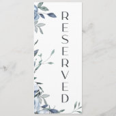 Stoffig Blauw Rozen Bloemen Gereserveerde Zitplaat Menu (Achterkant)