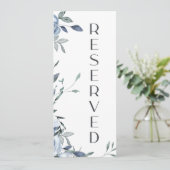 Stoffig Blauw Rozen Bloemen Gereserveerde Zitplaat Menu (Staand voorkant)