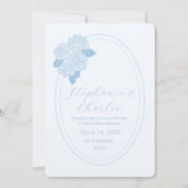 Stoffig Blauw Rozen Bruiloft Bewaar de datum Kaart (Voorkant)