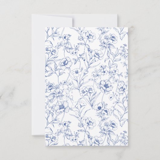 Stoffig Blauw Rozen Crest Bruiloft QR Code RSVP Kaartje (Achterkant)