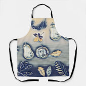 Stoffig blauw Rustic Pumpkin & Autumn Leaf Schort (Voorkant)