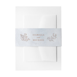 Stoffig blauw rustiek bloemenbruiloft uitnodigingen wikkel