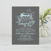 Stoffig blauw rustiek land boom bruiloft uitnodigi kaart (Staand voorkant)