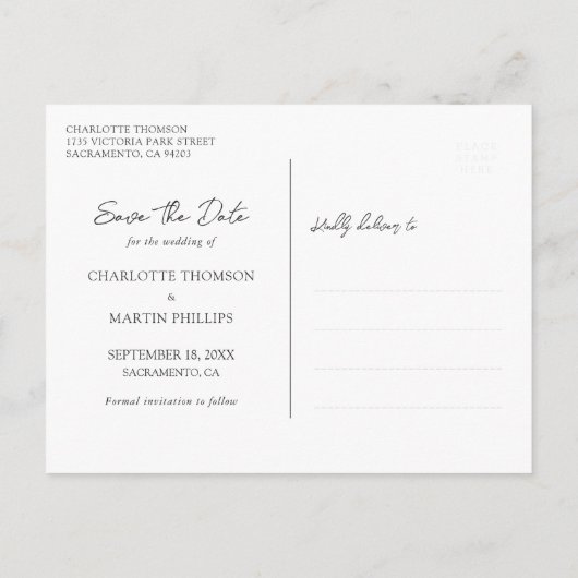 Stoffig Blauw Rustiek Zonnebloem Bruiloft Save The Aankondigingskaart (Achterkant)