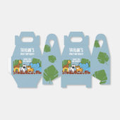 Stoffig Blauw Safari Dier Eerste Verjaardagsfeest Bedankdoosjes (Uitgevouwen)