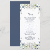 Stoffig Blauw Salie Groen Waterverf Winter Bloemen Menu (Voorkant / Achterkant)