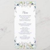 Stoffig Blauw Salie Groen Waterverf Winter Bloemen Menu (Voorkant)