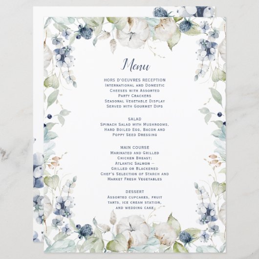 Stoffig Blauw Salie Groen Winter Bloemen Bruiloft  (Voorkant / Achterkant)