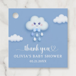 Stoffig blauw schattig wit pluizig wolkje negen jo bedankjes labels