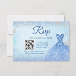 Stoffig Blauw Sneeuwvlok Kerstmis Quinceañera 15e  RSVP Kaartje