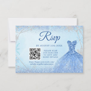 Stoffig Blauw Sneeuwvlok Kerstmis Quinceañera 15e  RSVP Kaartje