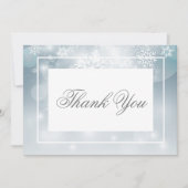 Stoffig Blauw Sneeuwvlok Sky Modern Bruiloft Bedankkaart (Voorkant)
