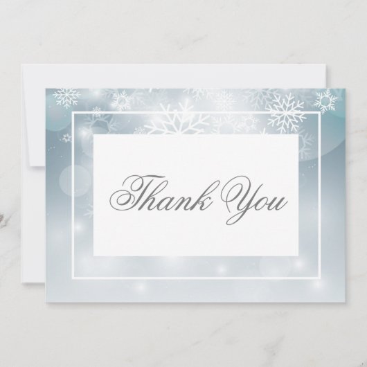 Stoffig Blauw Sneeuwvlok Sky Modern Bruiloft Bedankkaart (Voorkant)