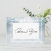 Stoffig Blauw Sneeuwvlok Sky Modern Bruiloft Bedankkaart (Staand voorkant)