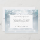 Stoffig Blauw Sneeuwvlok Sky Modern Bruiloft Bedankkaart (Achterkant)