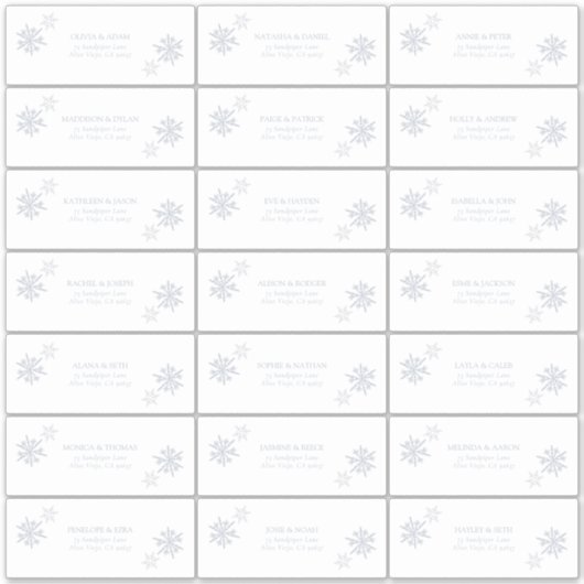 Stoffig Blauw Sneeuwvlok Winter Modern Gastadres Sticker (Voorkant)