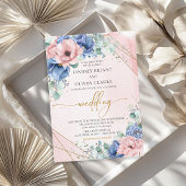 Stoffig blauw stoffig roze faux goud geometrisch kaart