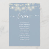 Stoffig Blauw String Licht Tafelnummer Zitkaart (Achterkant)