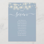 Stoffig Blauw String Licht Tafelnummer Zitkaart (Voorkant)