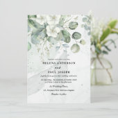 Stoffig Blauw succulent eucalyptus groen bruiloft Kaart (Staand voorkant)