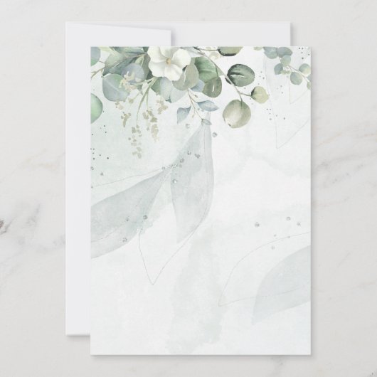 Stoffig Blauw succulent eucalyptus groen bruiloft Kaart (Achterkant)