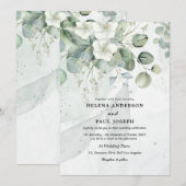 Stoffig Blauw succulent eucalyptus groen bruiloft Kaart (Voorkant / Achterkant)