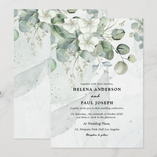 Stoffig Blauw succulent eucalyptus groen bruiloft Kaart (Voorkant / Achterkant)