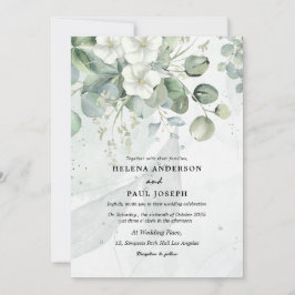 Stoffig Blauw succulent eucalyptus groen bruiloft Kaart