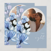 Stoffig Blauw Transparant Bloemen Foto Tafelnummer (Voorkant / Achterkant)