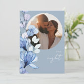 Stoffig Blauw Transparant Bloemen Foto Tafelnummer (Staand voorkant)