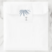 Stoffig blauw tropisch palmblad Elegant Cool Weddi Vierkante Sticker (Tas)