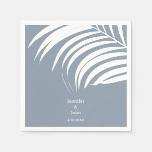 Stoffig Blauw Tropische Palm Bladeren Elegant Huwe Servet