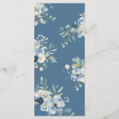 Stoffig Blauw Trouwmenu Bloemen Trouwdiner Menu (Achterkant)