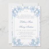 Stoffig Blauw  Tuin Franse Bloemen Huwelijk Kaart (Voorkant)